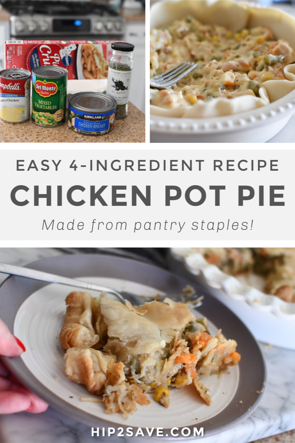 Easy 4 Ingredient Chicken Pot Pie