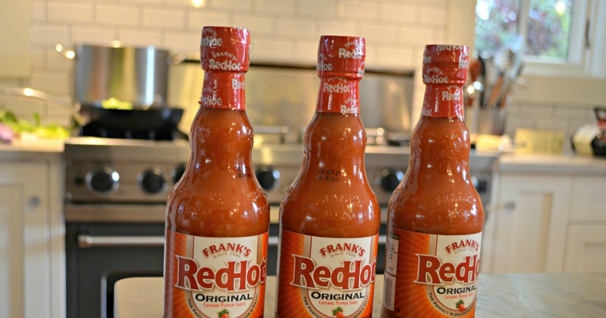 three bottles of Frank's RedHot sauce