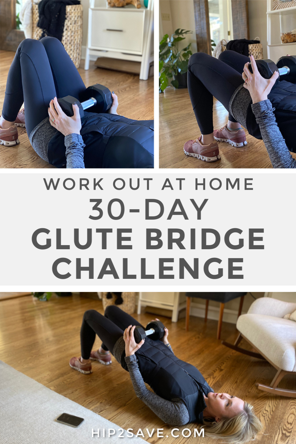 Free 30 Day Glute Bridge Challenge Hip2save At Home Workout