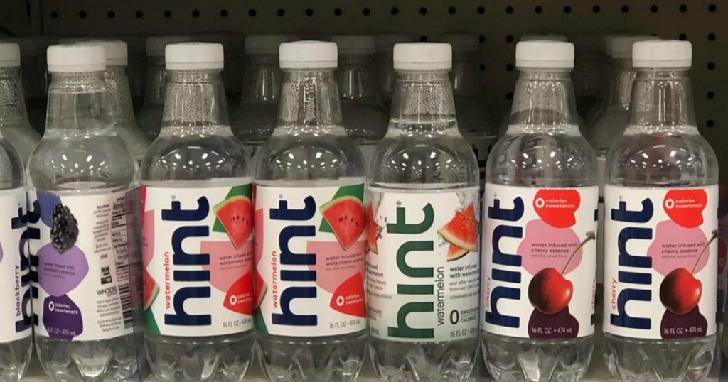 hint water bottles on store shelf
