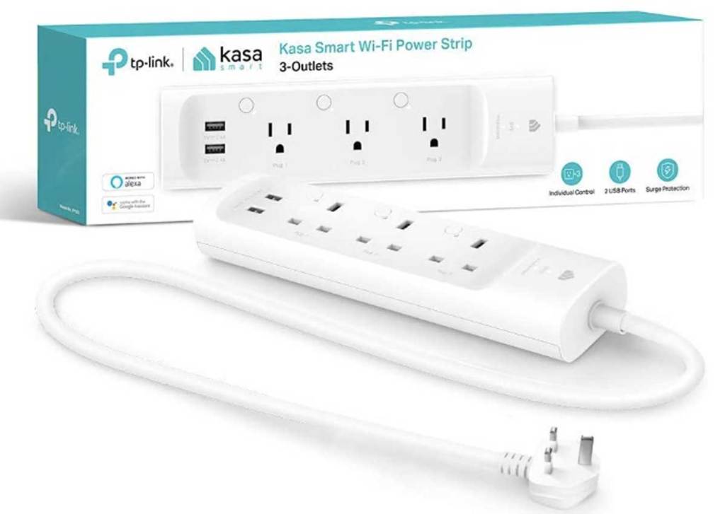 kasa-smart-power-strip next to the box