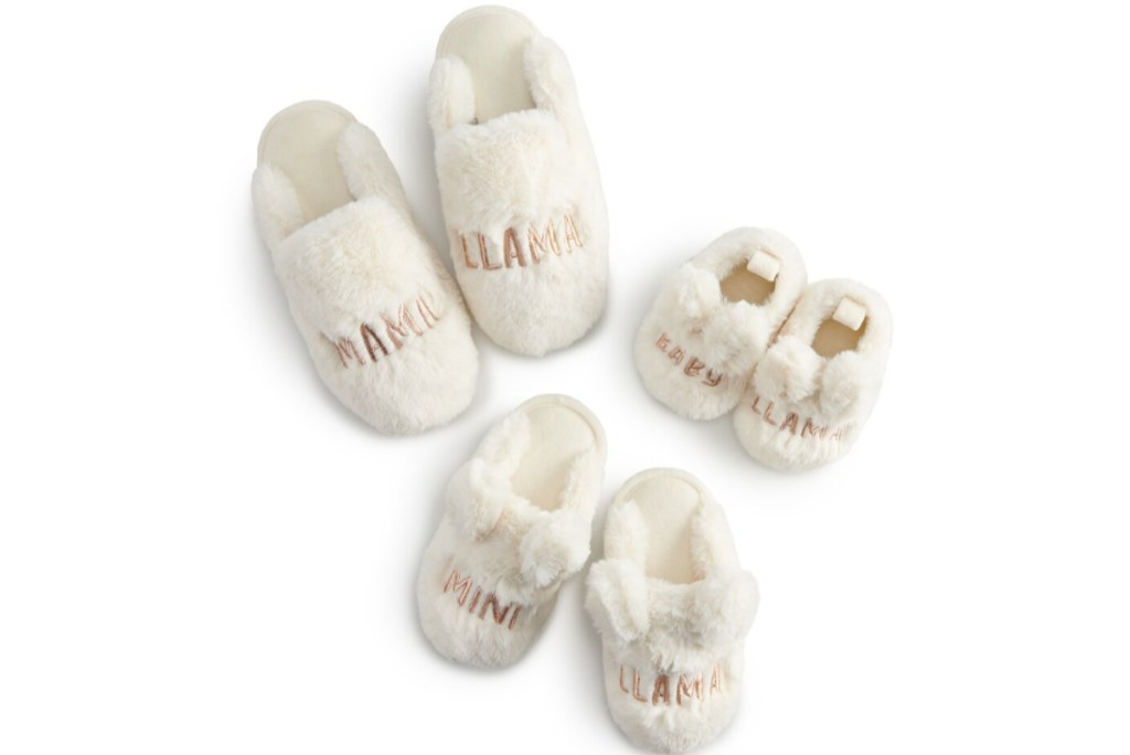 lauren conrad matching llama slippers 3 pairs mama, mini, and baby
