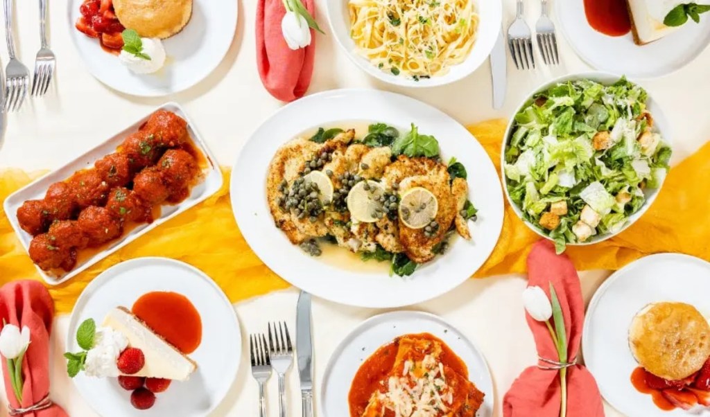Italian food on dinner table
