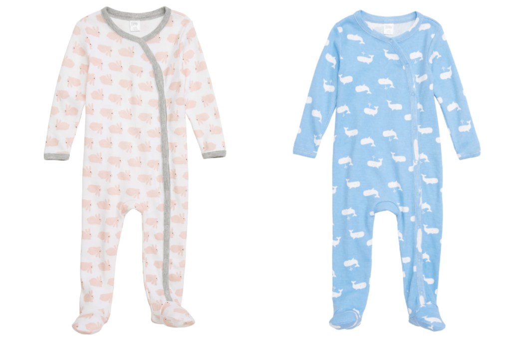 nordstrom baby footie pink and blue footies side by side