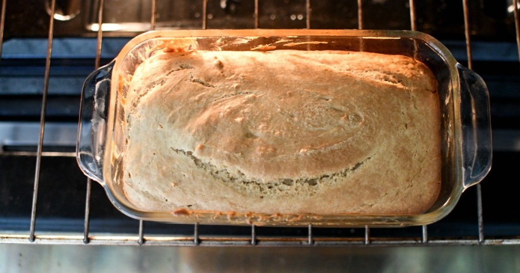 peanut butter bread in the oven