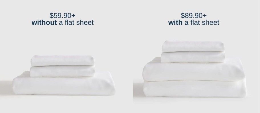 stock photo comparison of quince sheets with and without flat sheet