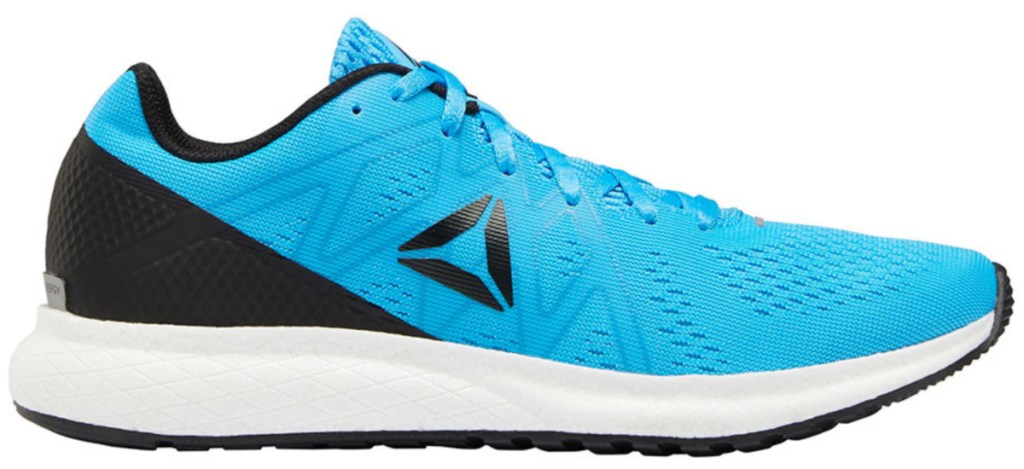 blue and black reebok running shoes with white sole