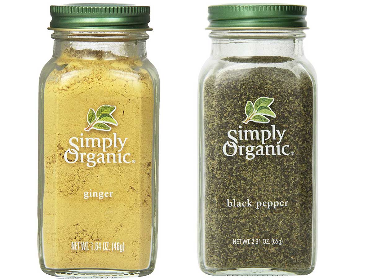 simply organic ginger and black pepper stock images