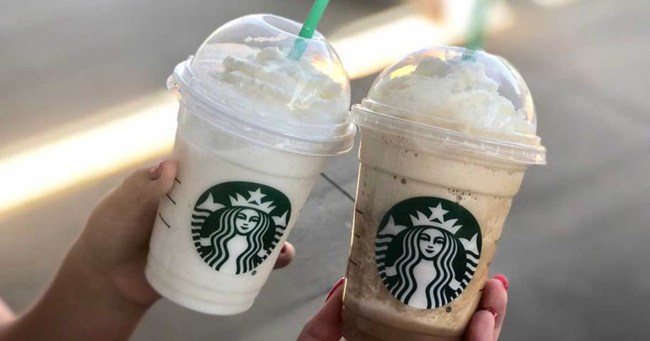 starbucks-drinks in people's hands