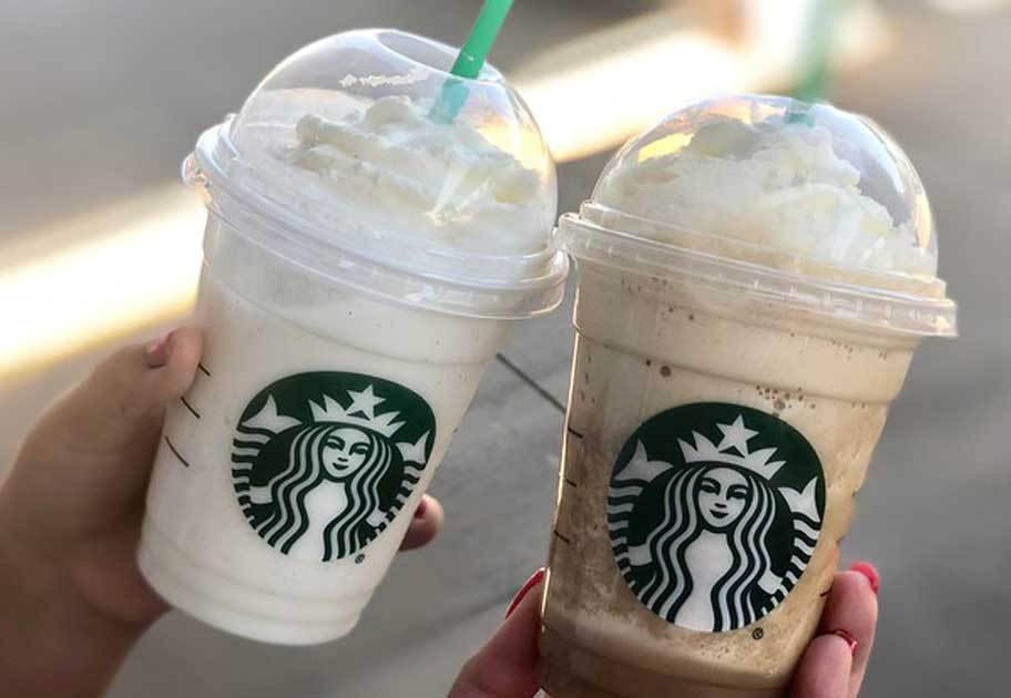 starbucks-drinks in people's hands