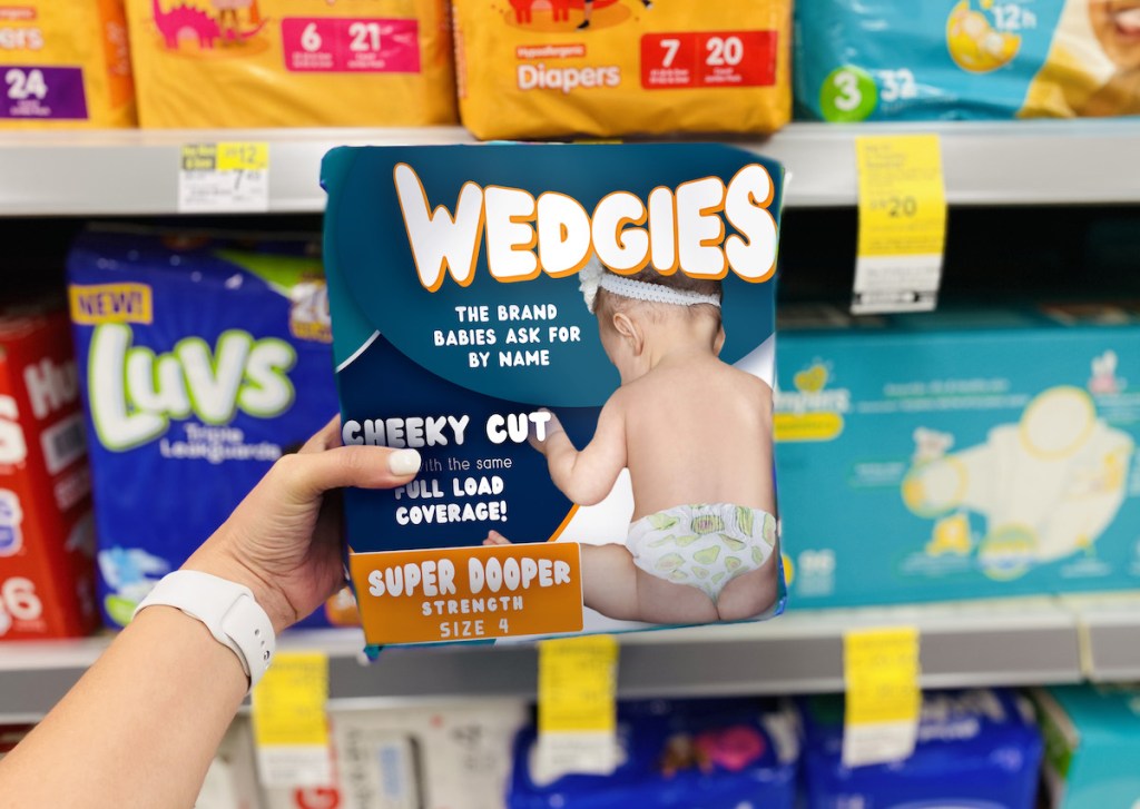 hand holding a pack of wedgies april fools pranks diapers