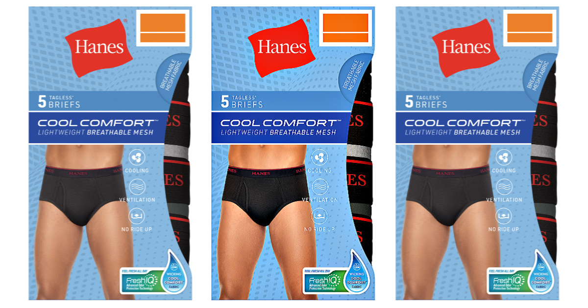Hanes Mens 5-Pack Cool Comfort Lightweight Breathable Mesh Brief