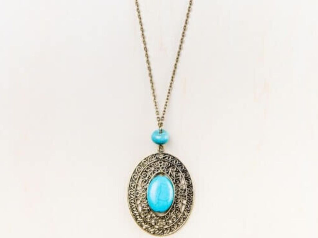 Abigail Turquoise; Howlite & Antique Gold Necklace