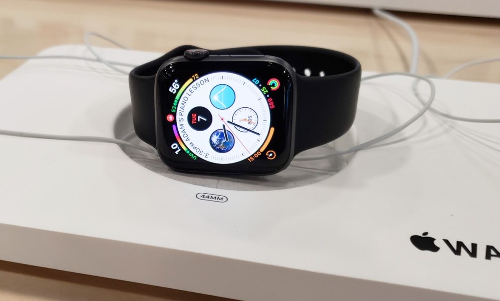 black apple watch on display at store