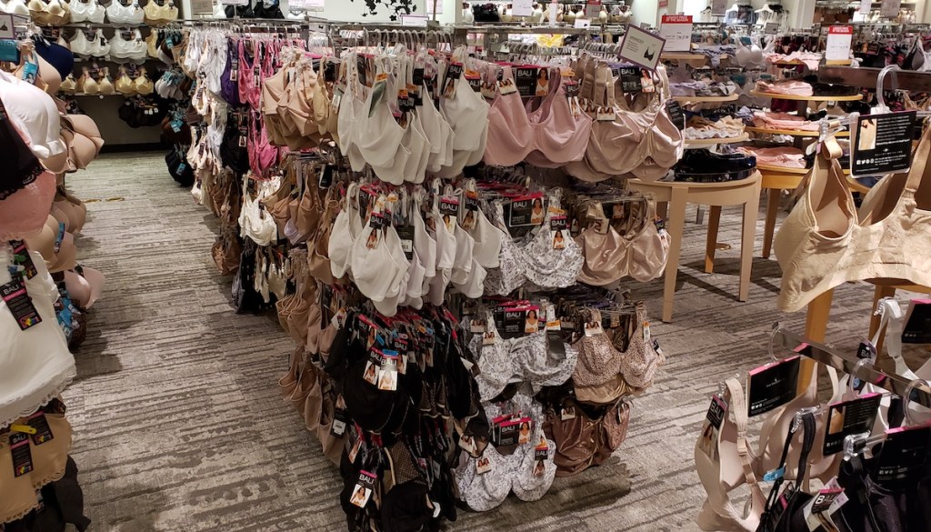 display of bras at Macy's