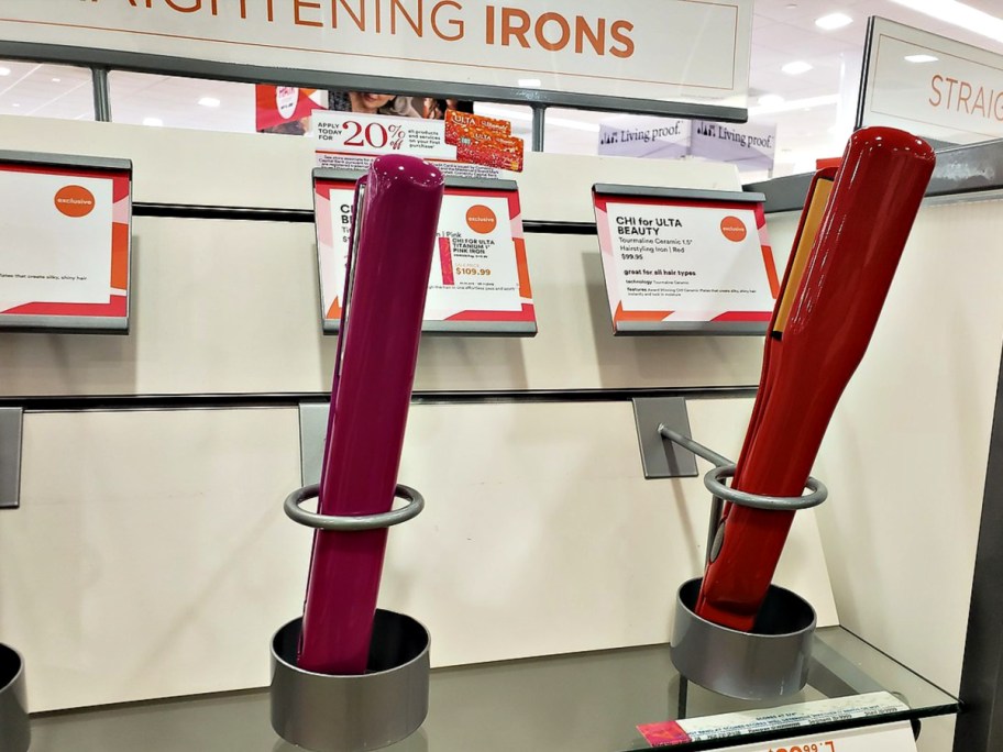 CHI for Ulta Beauty Temperature Control Hairstyling Iron in Red or Pink in ulta