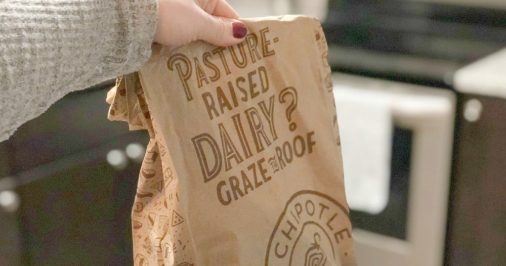 holding bag from Chipotle