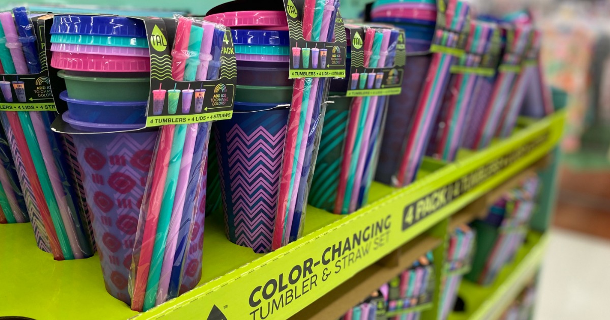 Color Changing Tumbler & Straw 4-Pack Set Only $4.98 or Less at