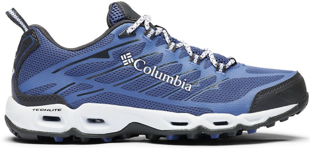 blue and white shoes with columbia on side