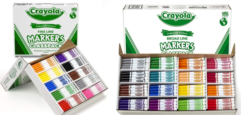 crayola markers fine and broad tip boxes