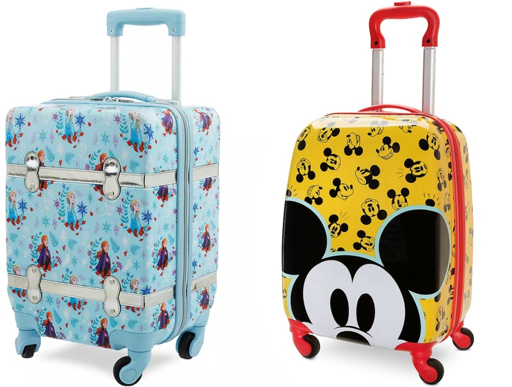 Two styles of kids Disney character luggage cases