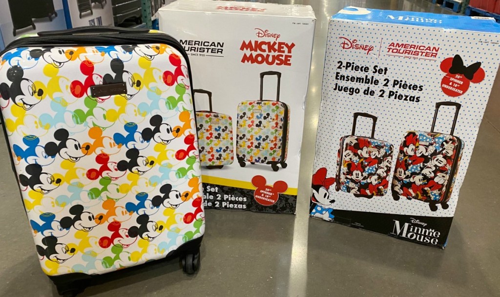Disney Luggage from Costco shown in boxes