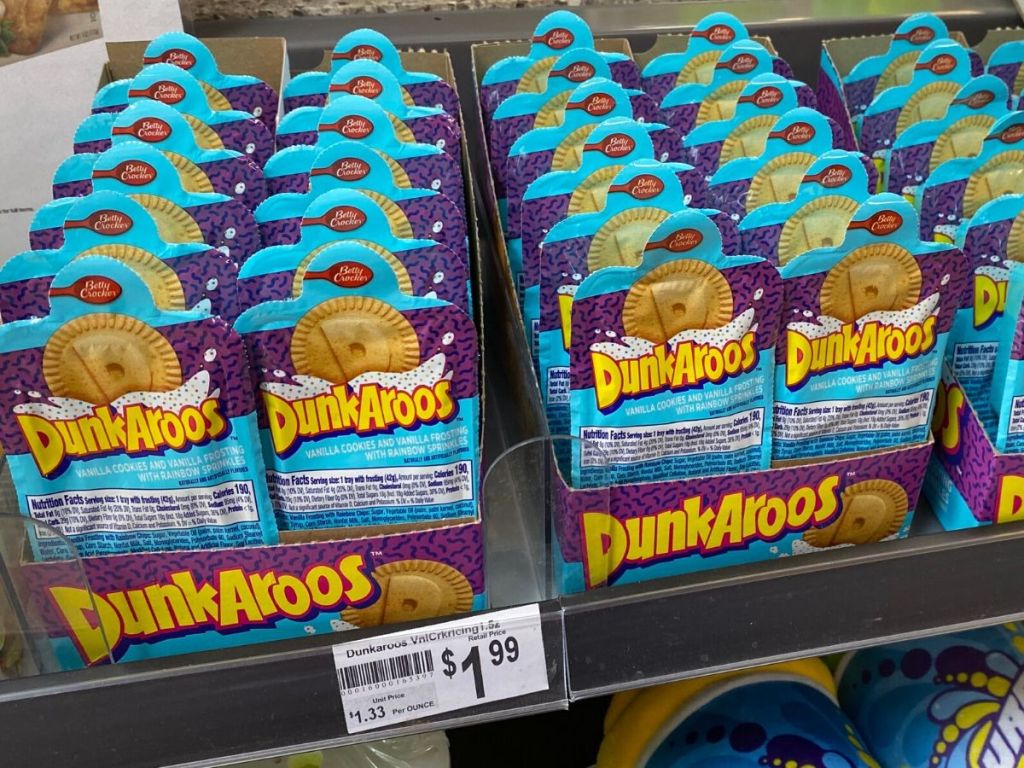 shelf of Dunkaroos cookies