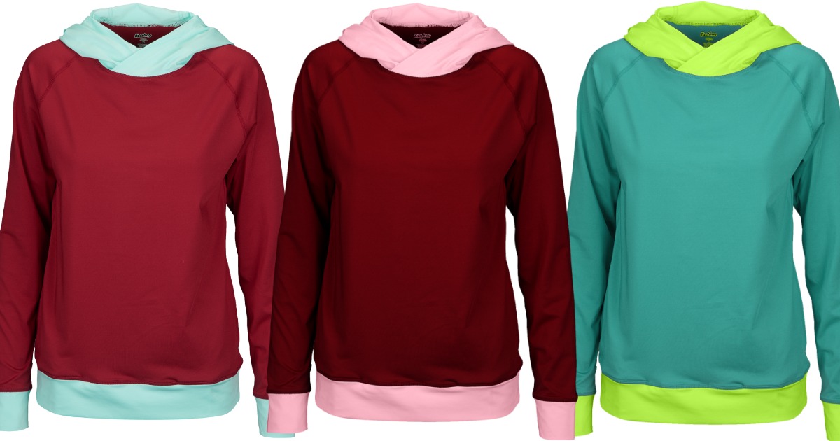 Three colors of a women's hoodie
