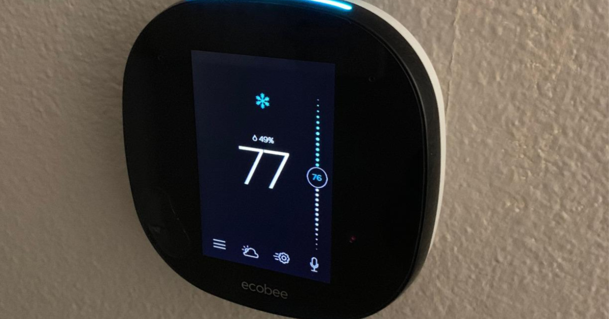 Ecobee Smart Thermostat mounted on wall