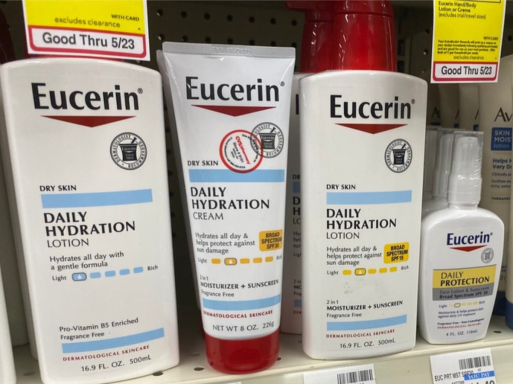 bottles of lotion on store shelf