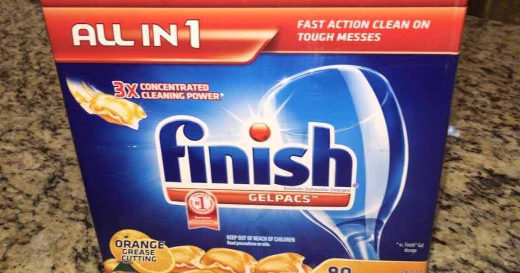 dishwasher detergent pacs box on counter