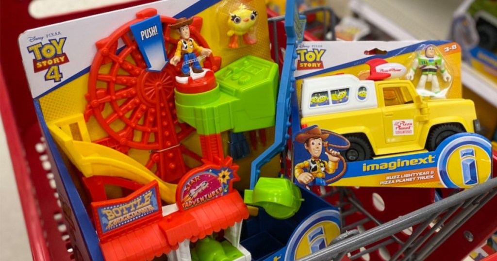 Fisher-Price Imaginext Disney Pixar Toy Story 4 Carnival Playset in target cart with additional toy in the cart