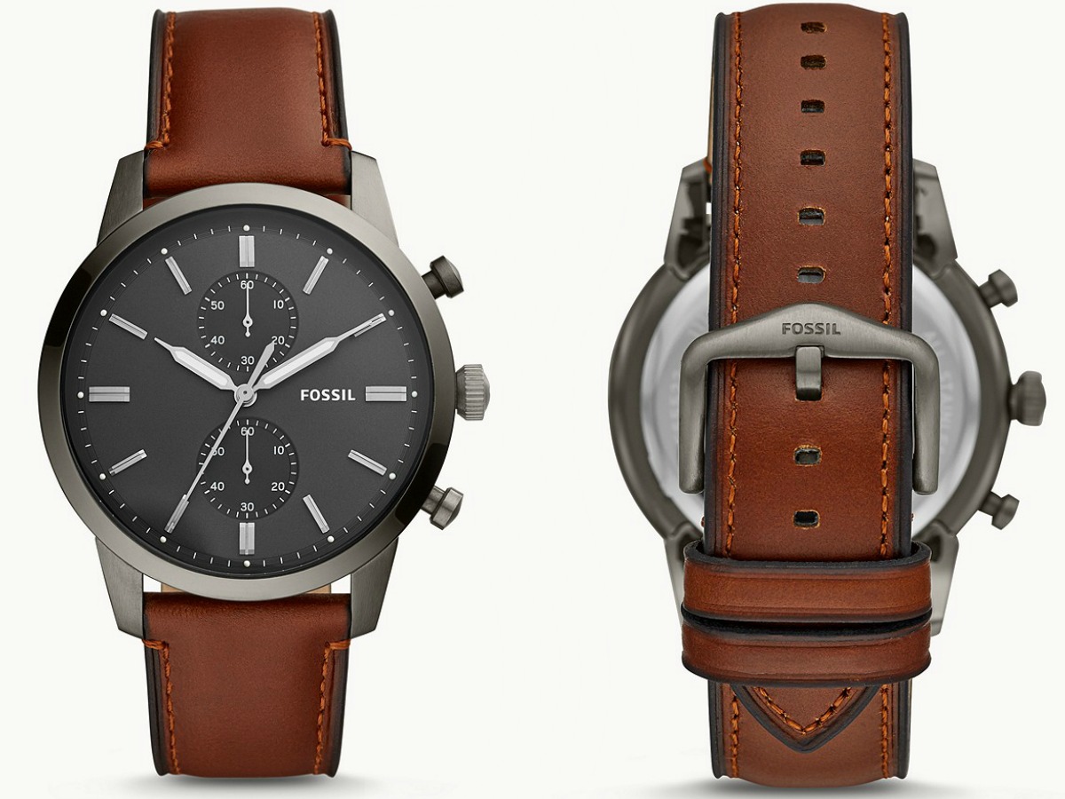 neale multifunction brown leather watch