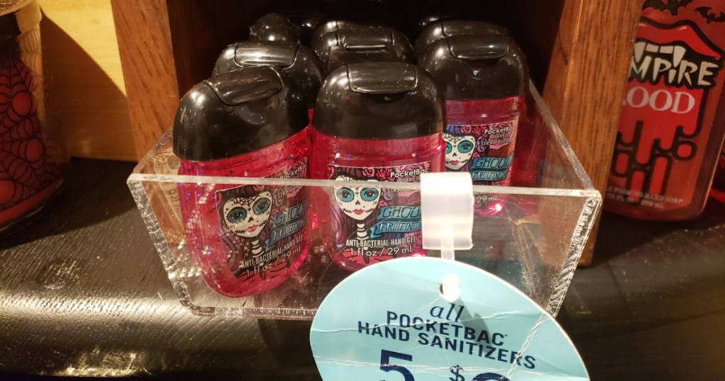 small bottles of Halloween hand sanitizer in store