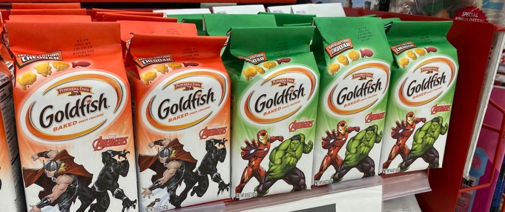 row of Goldfish Avengers