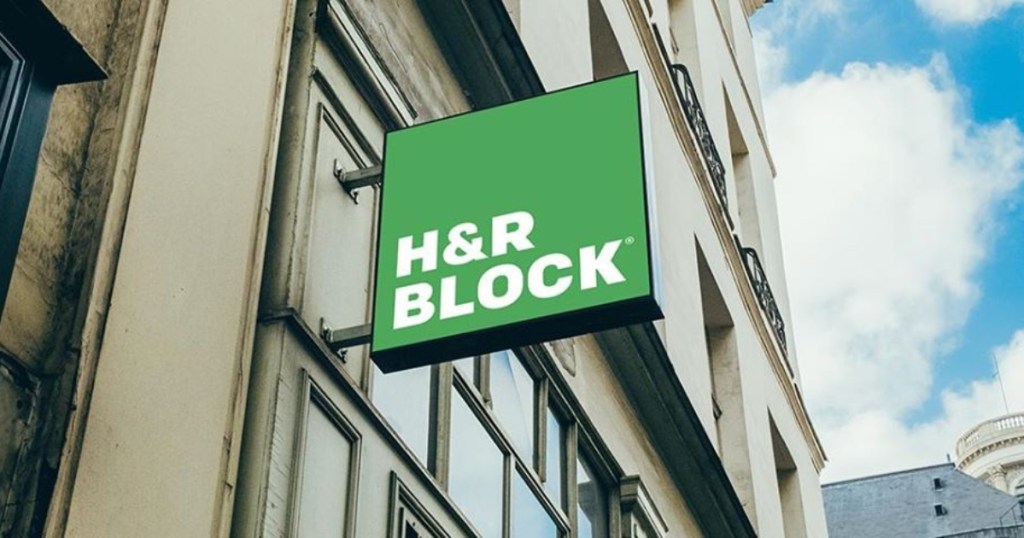 H & R Block sign on outside of building