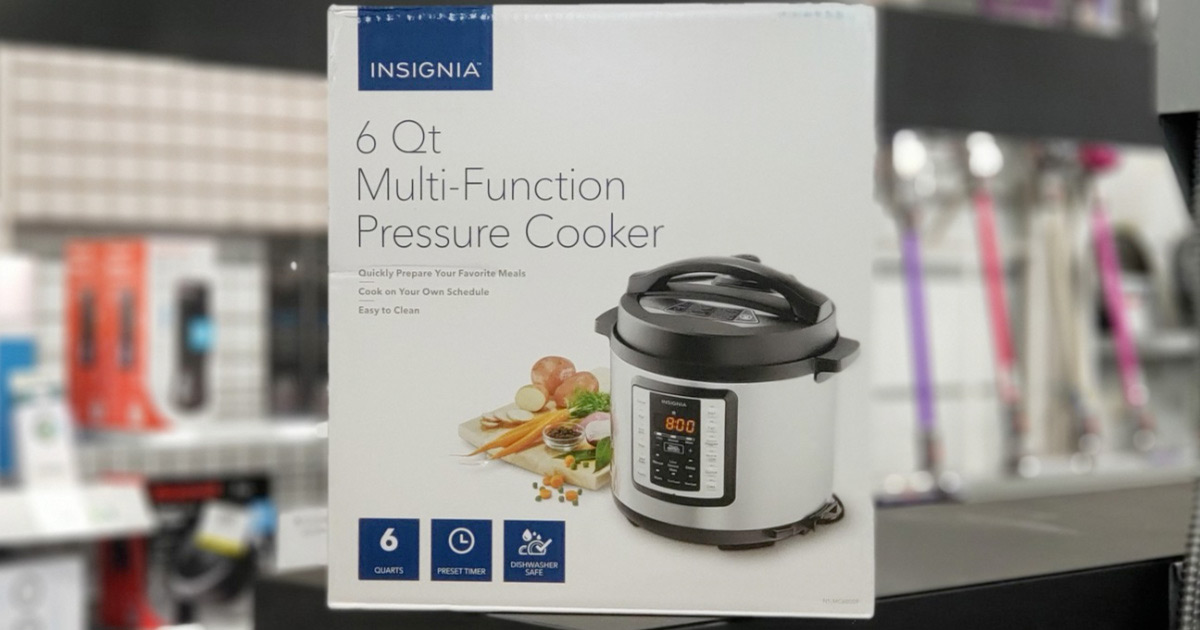 white box for the insignia brand 6-quart multi function pressure cooker
