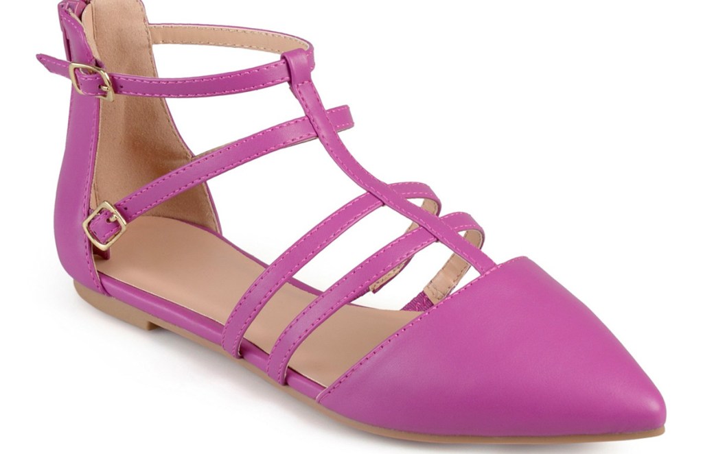 pink cage flats with pointed toe
