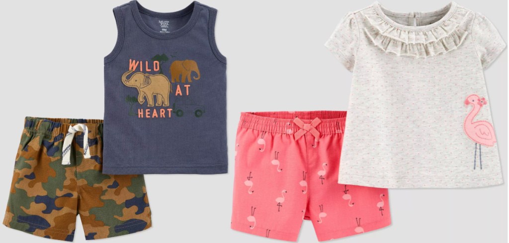Just one you by carter's top and bottom outfit with dinosaurs and flamingos