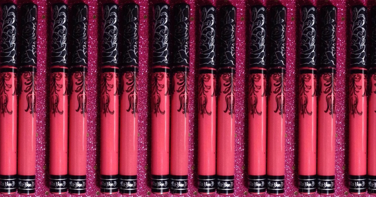 pink matte lipsticks with pink sparkle background