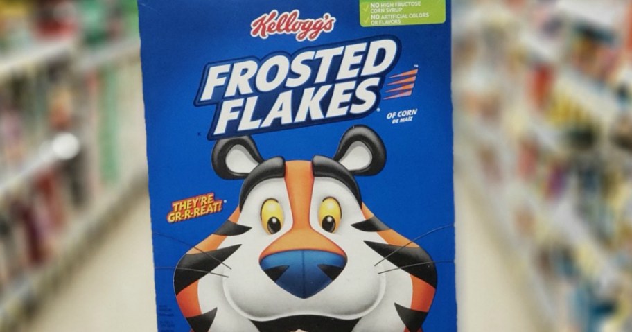 box of Frosted Flakes in store