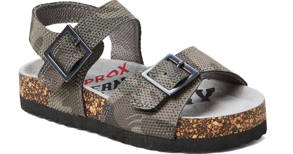 boys camo footbed sandals with ankle strap