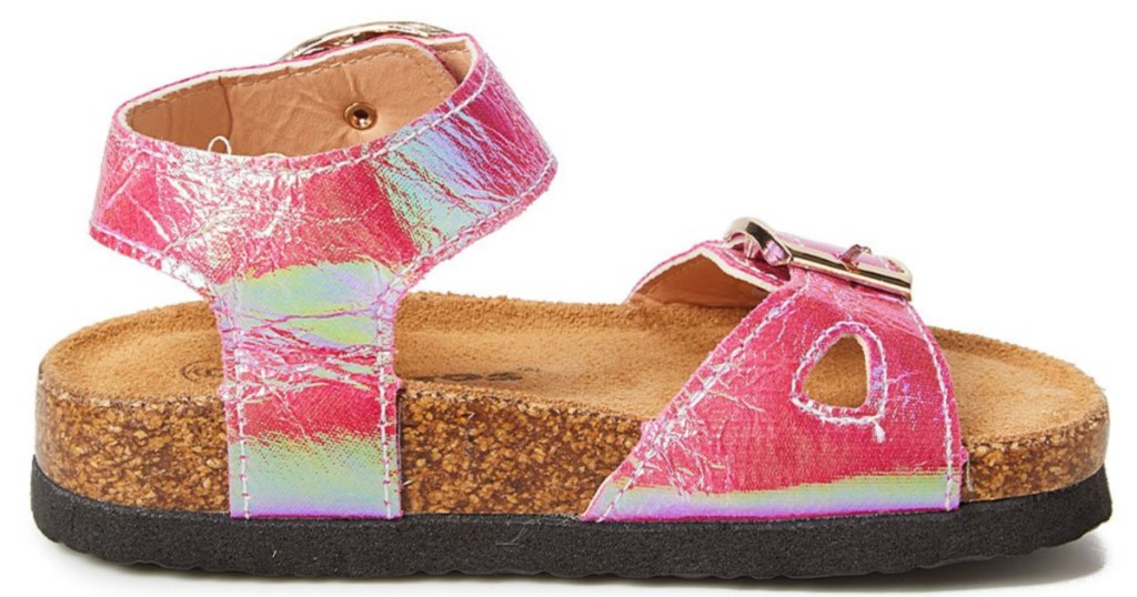 bright pink fuschia girls footbed sandals