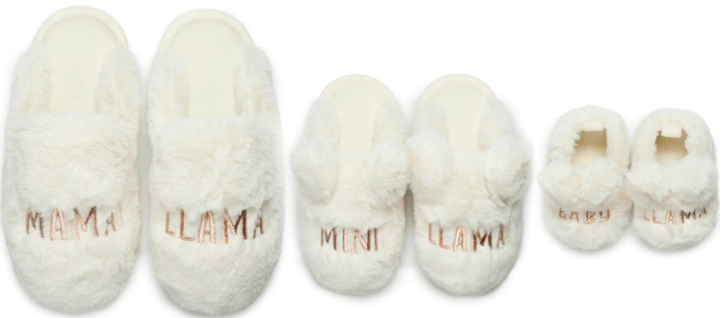 Llama themed slippers for mom and kids