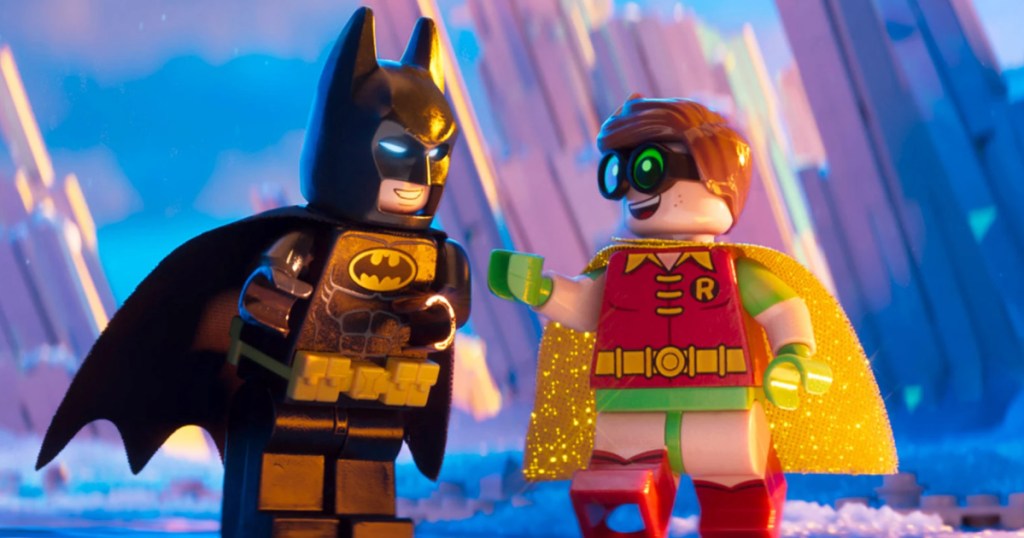 Lego Batman and robin standing next to each other in the lego batman movie