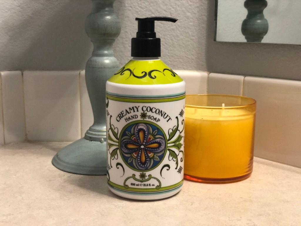 La Tasse Hand Soap next to candle