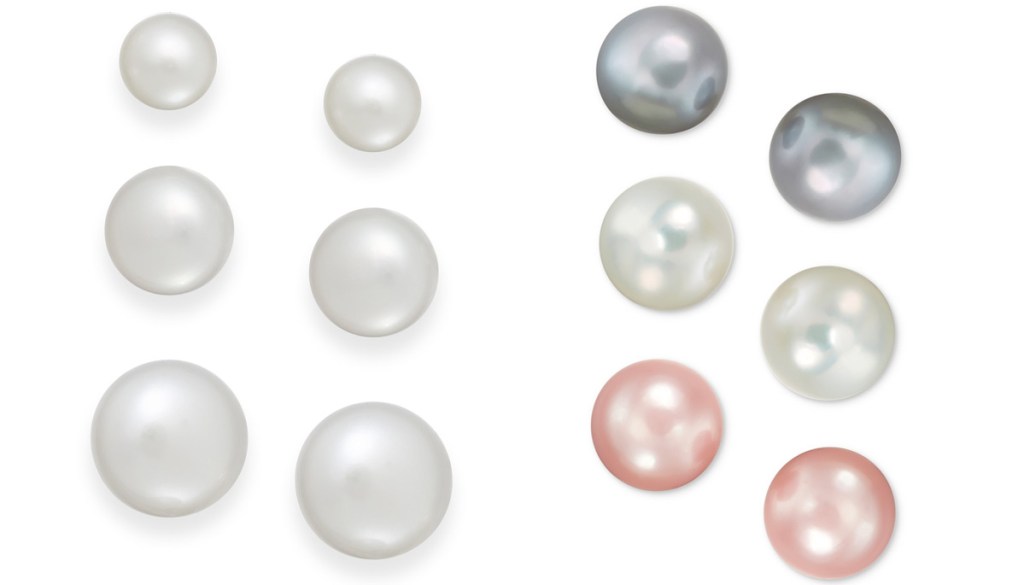 two sets of 6 pairs of freshwater pearl earrings