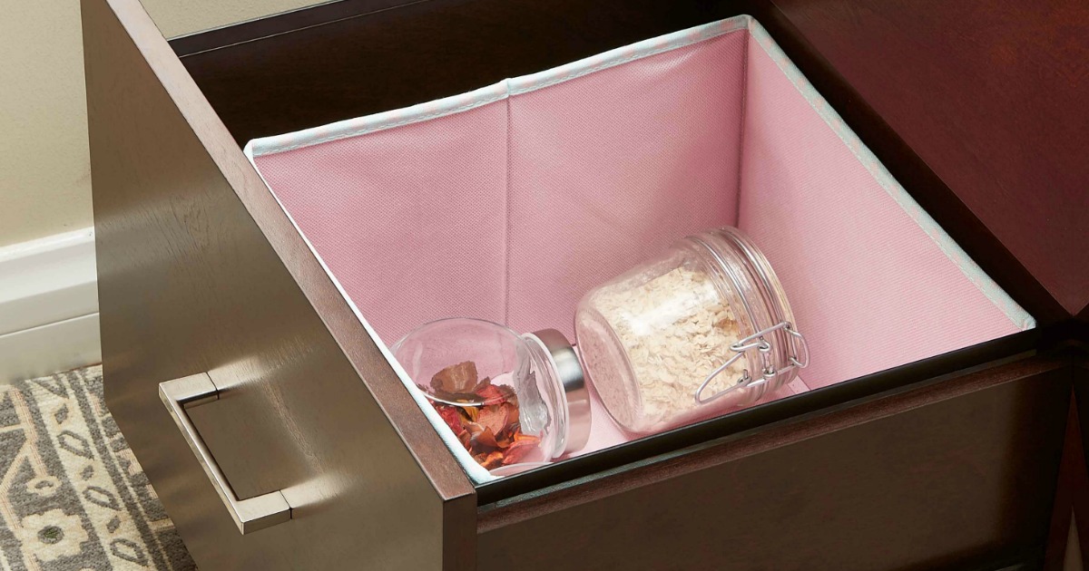 drawer with bin filled with jars