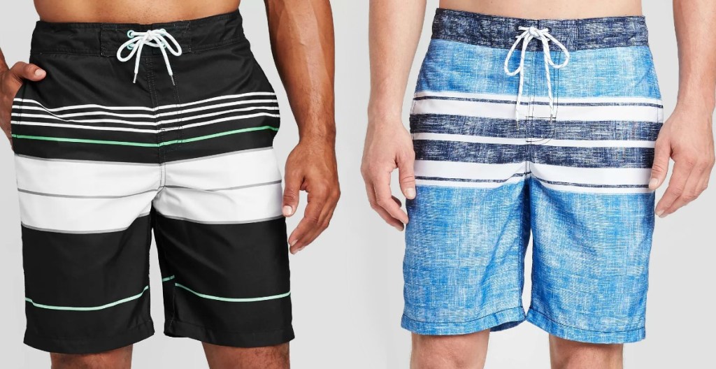 Two pairs of men's board shorts in two styles