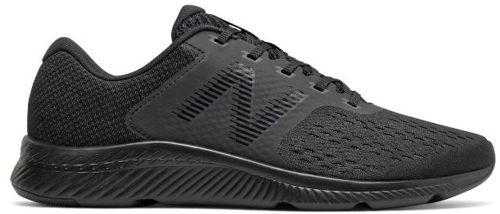 all black new balance running shoe with black sole